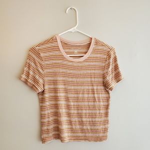 American eagle striped baby tee shirt crew neck size M women's